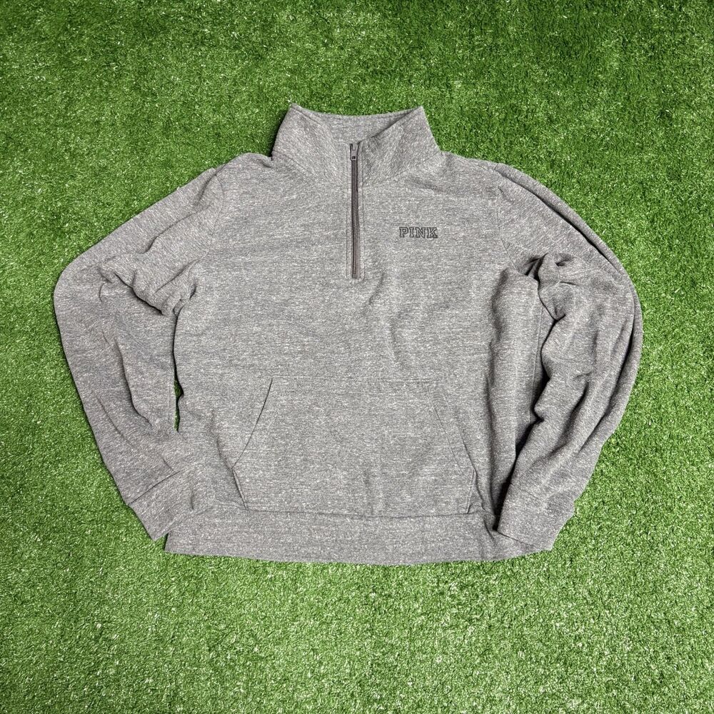 Victoria’s Secret Pink Women’s Gray 3/4 Zip Pullover Large